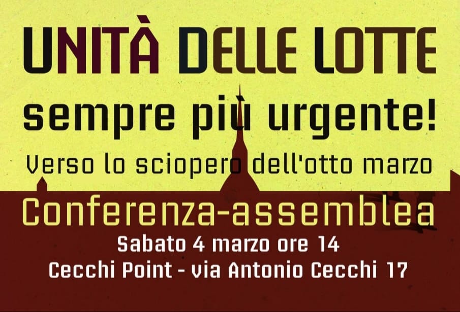 Unità delle lotte, sempre più urgente: conferenza-assemblea verso lo sciopero dell’otto marzo